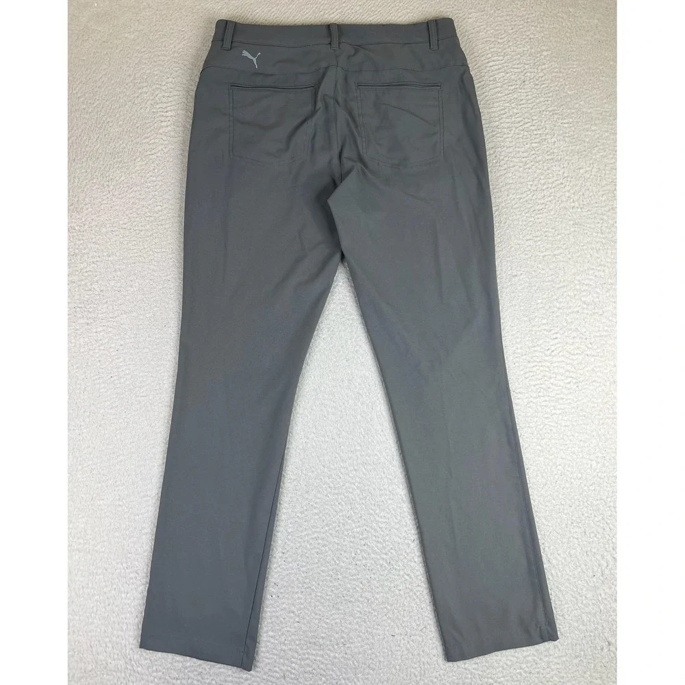 Puma Pants Mens 32x32 Gray Golf Khakis Zip Pocket Twill Straight 577975-06